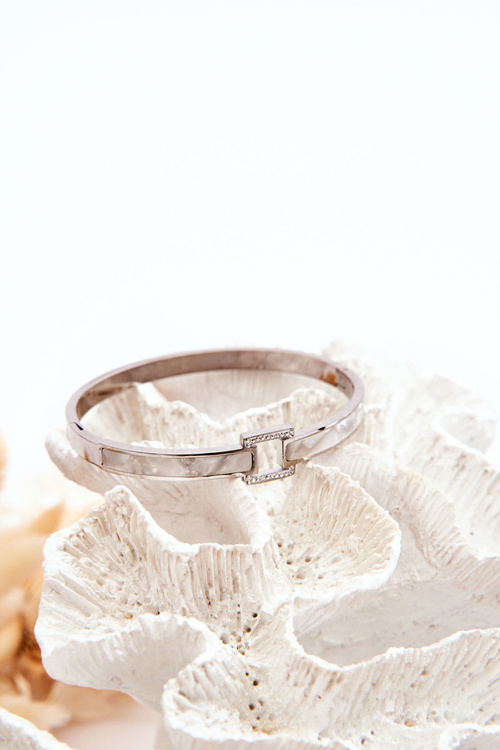 Bransoletka Ze Stali Nierdzewnej Perłowo-Srebrna