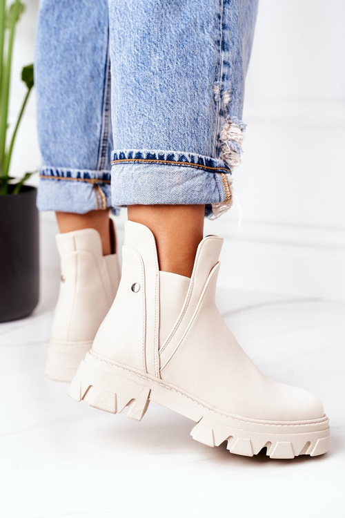 Ocieplane Botki Sztyblety Beżowe Hashtag