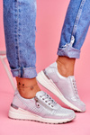 Sportowe Damskie Buty Sneakersy Skórzane Srebrne FT20-8675 Better Way