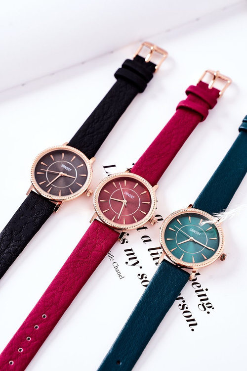 Zegarek Na Skórzanym Pasku Bez Niklu ERNEST Czarny