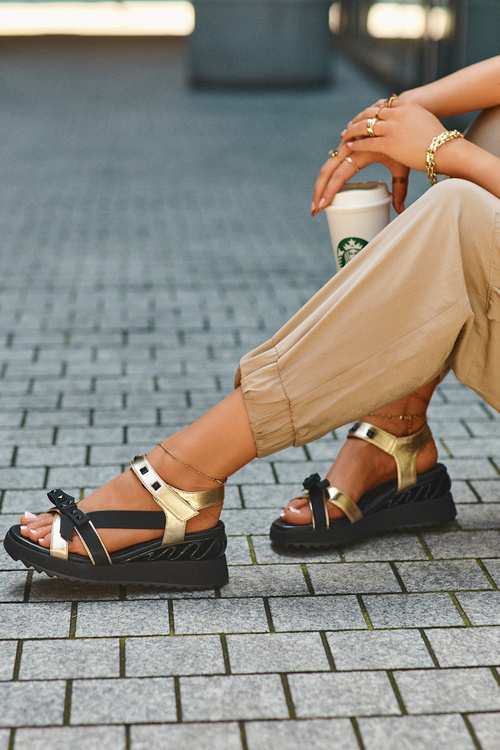 Sandały Damskie Z Kokardką D&A CR956 Złote