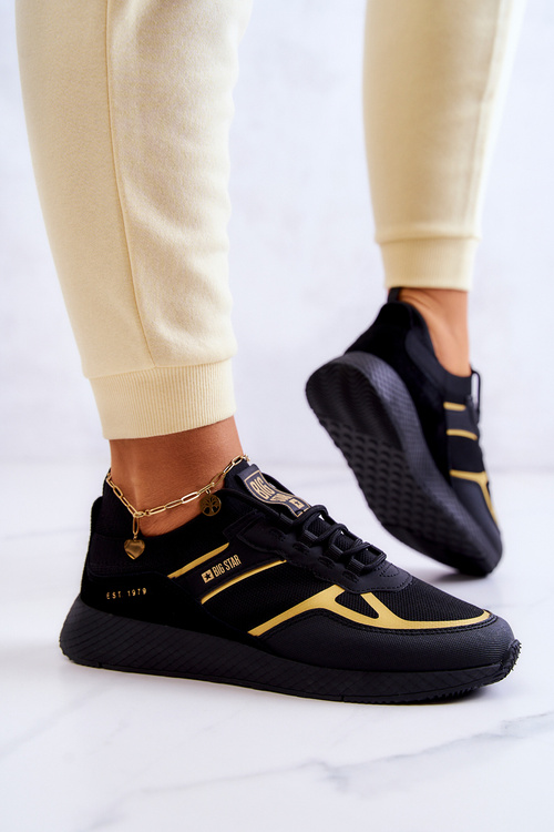 Damskie Sneakersy Big Star JJ274A195 Czarno-Złote