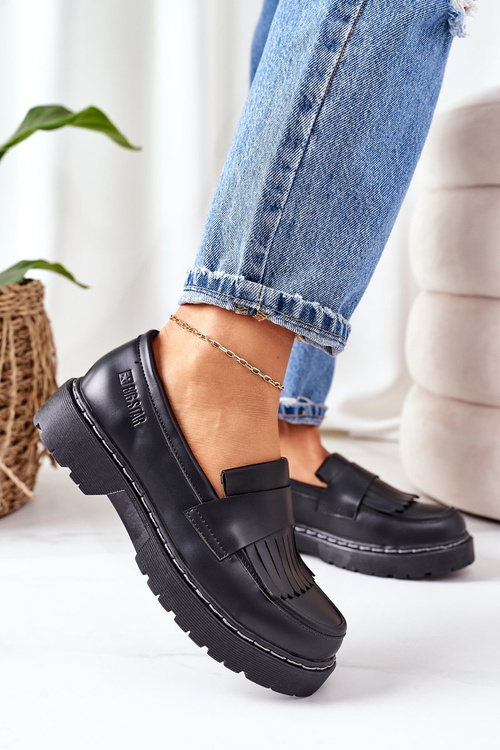 Skórzane Półbuty Loafery Big Star II274100 Czarne