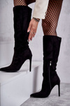 Klasyczne Zamszowe Kozaki Na Szpilce Czarne Ameya