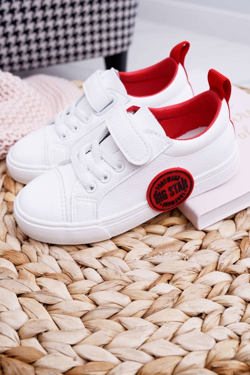 Trampki Dziecięce Na Rzep Big Star FF374088 Biało-Czerwone