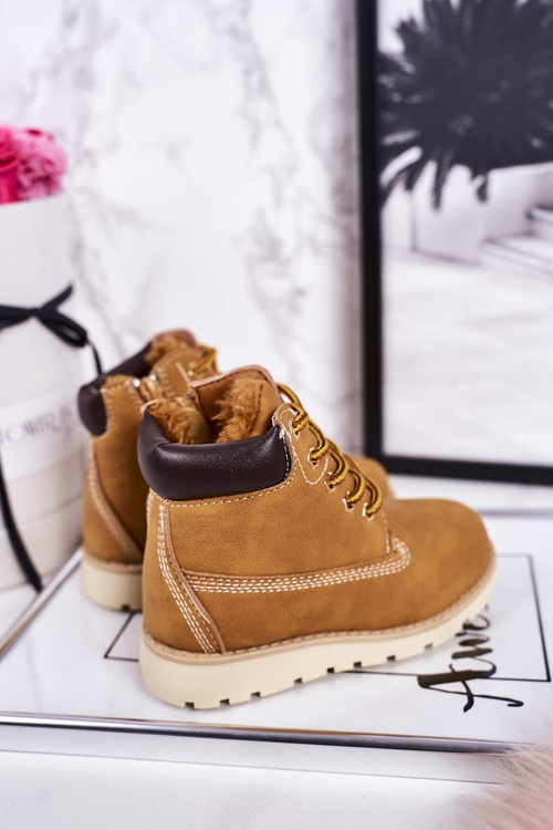 Dziecięce Ocieplane Botki Traperki Karmelowe Woody