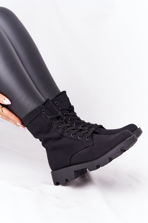 Damskie Botki Workery Czarne Haley