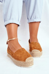 Espadryle Damskie Na Platformie Lniane Camel La Playa