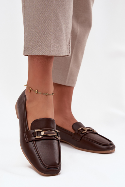 Półbuty Loafersy Damskie Z Ozdobą Brązowe Priscelle