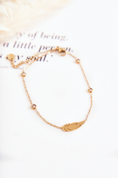 Bransoletka Na Nogę Z Cyrkoniami I Piórkiem Złota