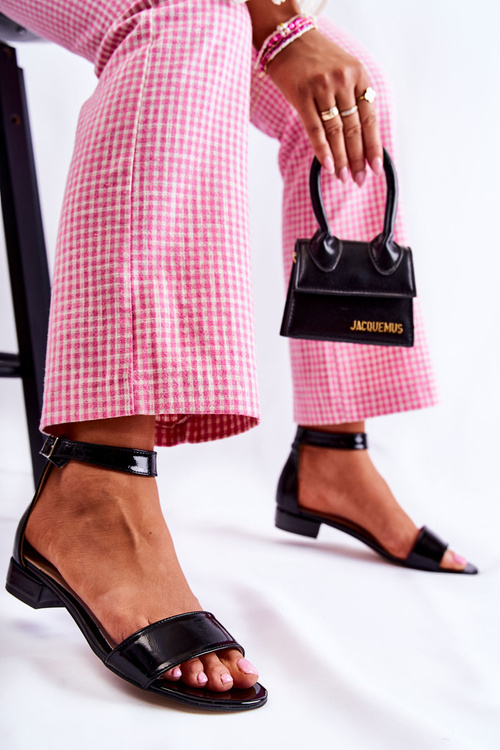 Damskie Lakierowane Sandałki Czarne Shanley