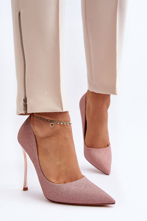 Brokatowe Szpilki Champagne Tiberona