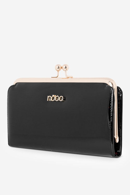 Lakierowany Duży Portfel Damski Nobo NPUR-LR0061-C020 Czarny