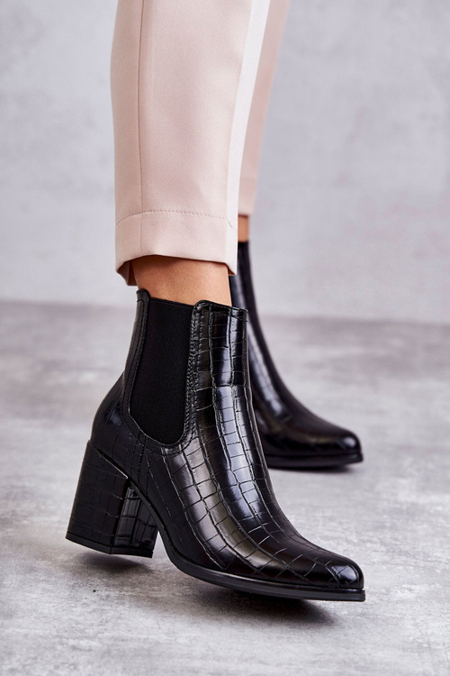 Wężowe Skórzane Botki La.Fi 260038B-XC Czarne