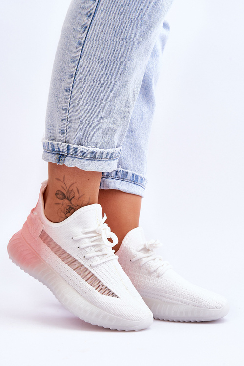 Wsuwane Buty Sportowe Ombre Biało-Różowe Boston