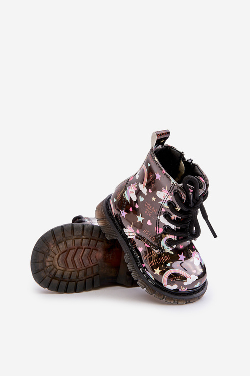 Dziecięce Botki Ocieplane Z Suwakiem Jednorożce Czarne Tiptop