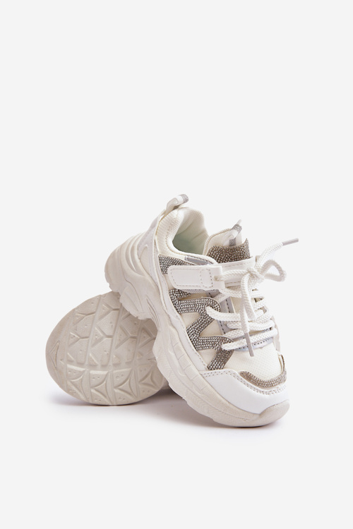 Sneakersy Dziecięce Z Cyrkoniami Białe Rianalla