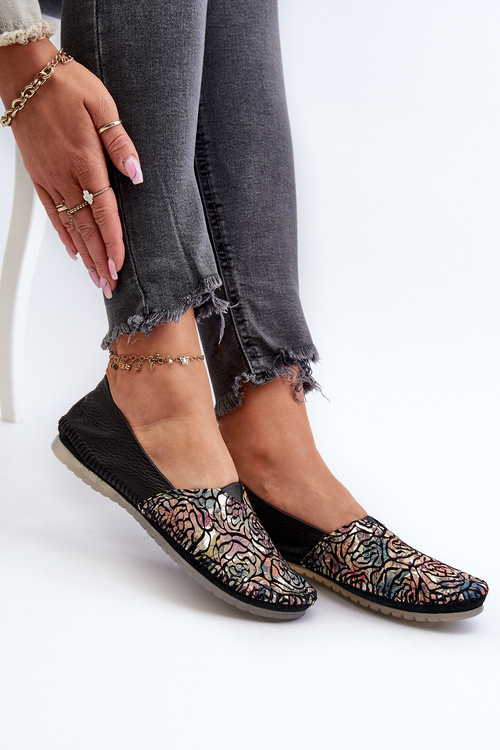 Damskie Skórzane Baleriny Maciejka 1930B-01 Czarne