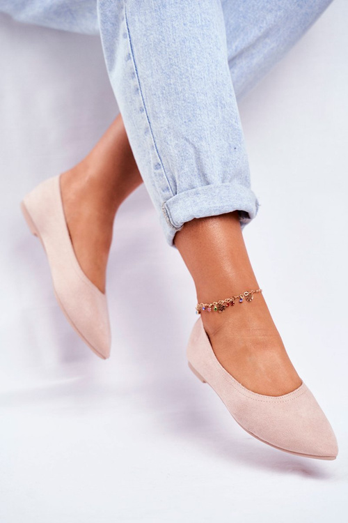 Baleriny Damskie Eko-Zamsz Beżowe Bellissima