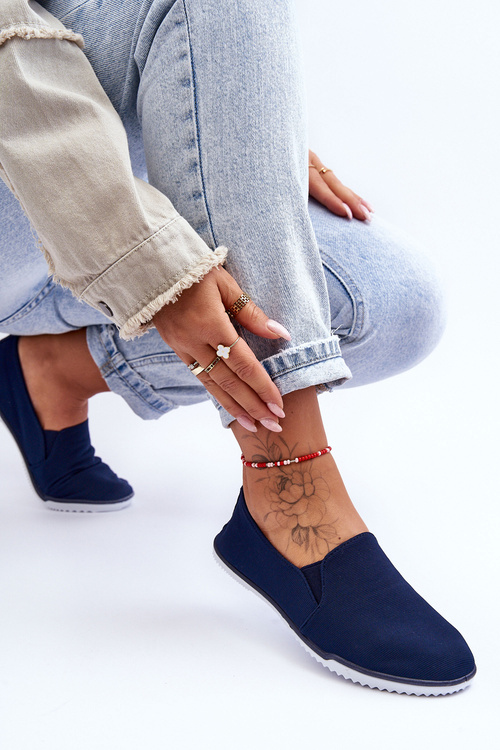 Damskie Tenisówki Slip-On Granatowe Versali