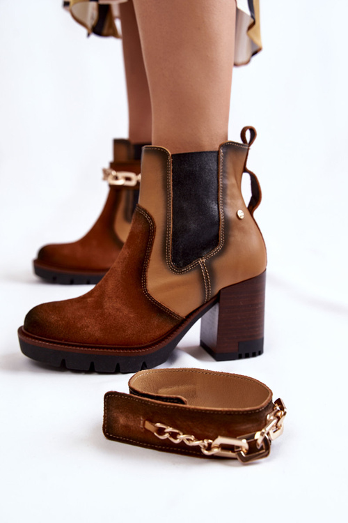 Damskie Skórzane Botki Maciejka 05781-29 Rude