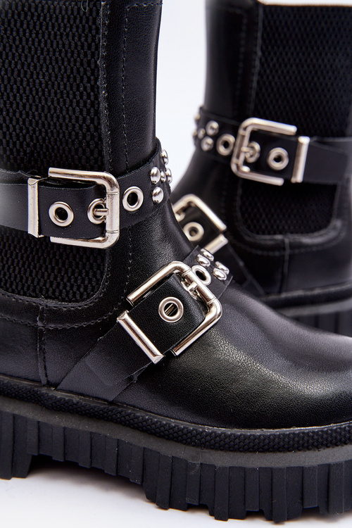 Botki Sztyblety Na Suwak Dziewczęce Czarne Adeneia