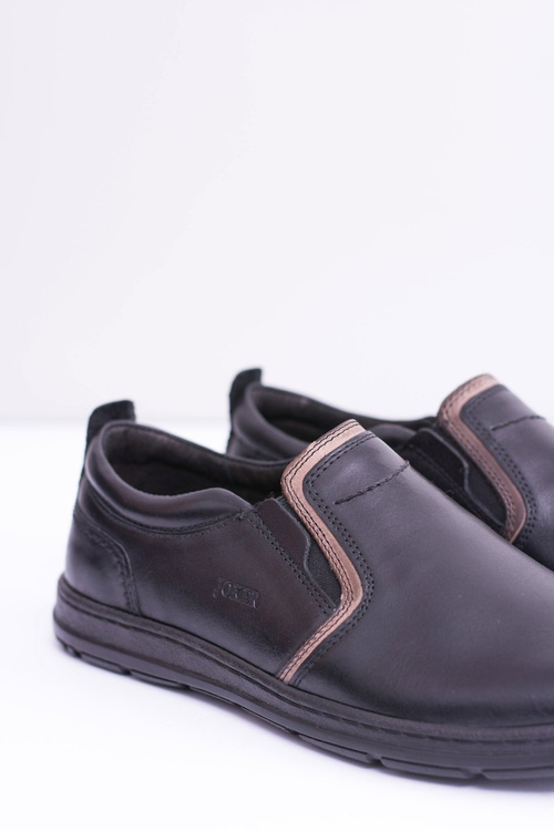 Wsuwane Skórzane Męskie Półbuty Leonidas Czarne