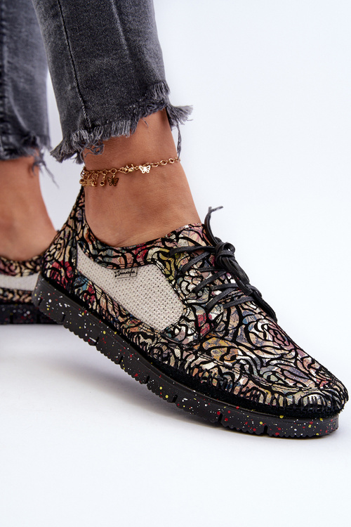 Wzorzyste Półbuty Damskie Maciejka 06347-01 Czarne