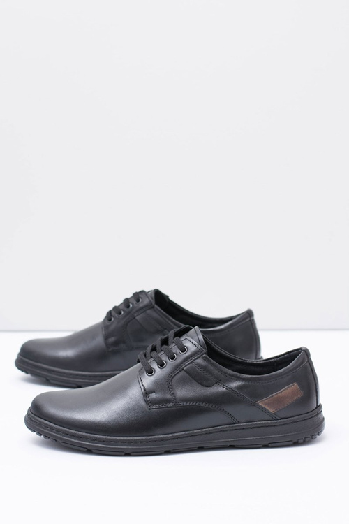 Czarne Męskie Półbuty Casual Manifesto