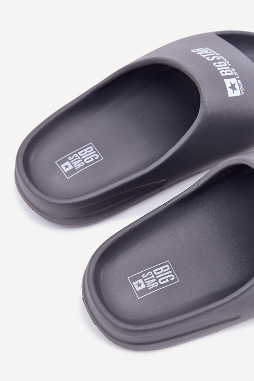 Piankowe Klapki Męskie Z Logo Big Star RR174A013 Szare