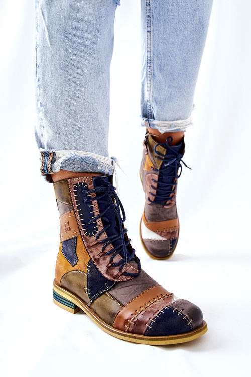 Botki Skórzane Sztyblety Maciejka Wielokolorowe 05095-39