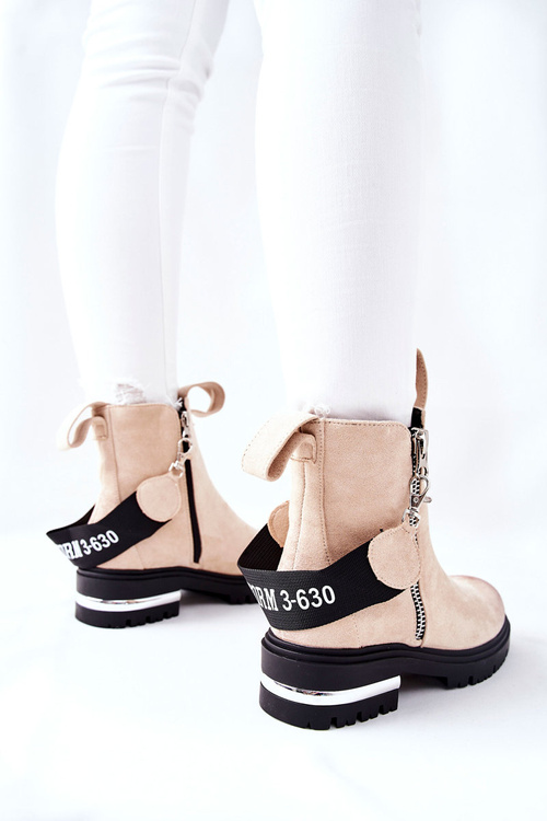 Ocieplane Botki Z Suwakiem Beżowe Cortona