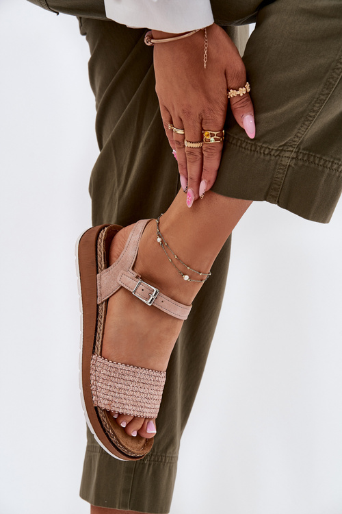 Sandały Damskie Z Plecionką Na Pasku Inblu GS000050 Różowe