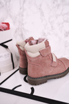 Dziecięce Traperki Botki Ocieplane Futerkiem Różowe Emma