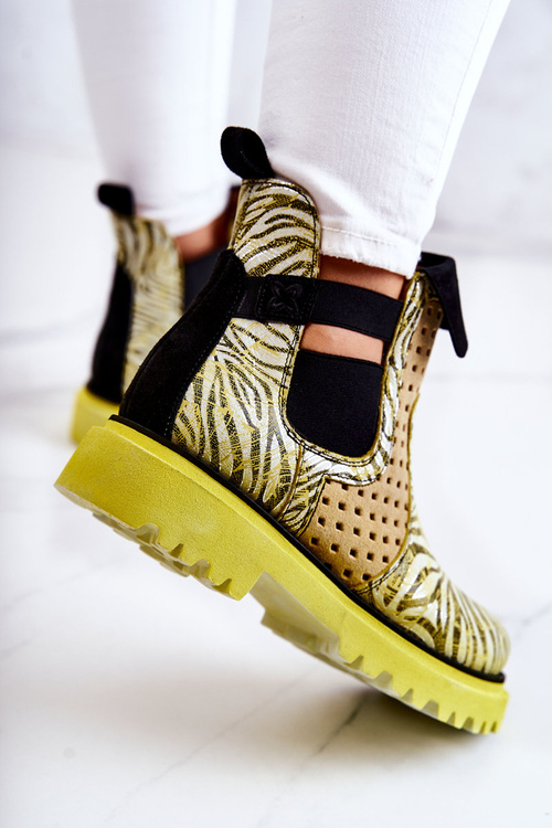 Skórzane Botki Wsuwane Maciejka 05324-07 Żółte