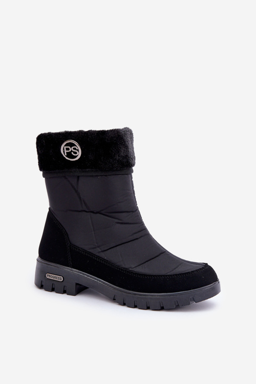 Damskie Modne Ocieplane Śniegowce Progress PROGJ-21-13 Czarne