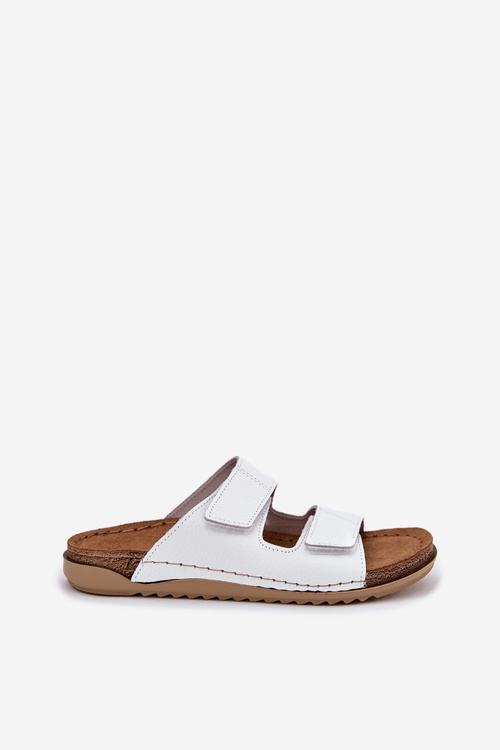 Skórzane Klapki Damskie Inblu AA0005GU Białe