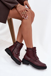 Ocieplane Botki Damskie Z Naturalnej Skóry Sergio Leone BT25248-S Bordowe