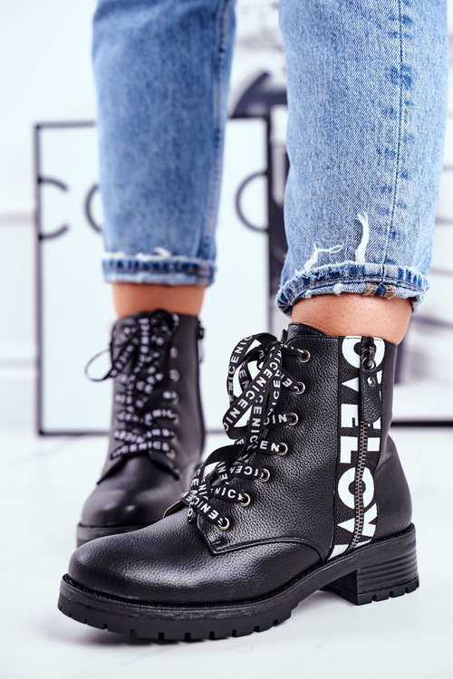 Botki Damskie Trapery Czarne Verso