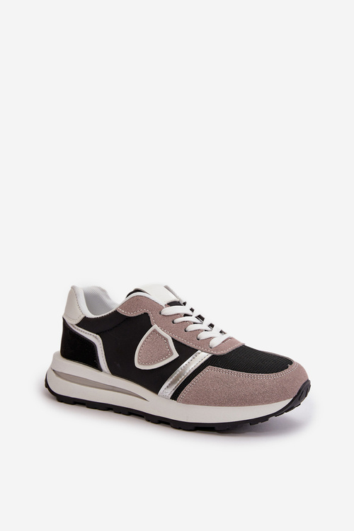 Sneakersy Damskie Z Brokatem Czarne Velaniela