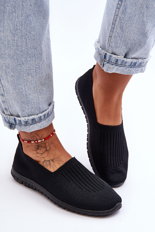 Damskie Trampki Tenisówki Wsuwane Czarne Lento