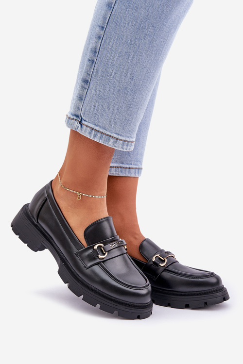 Klasyczne Mokasyny Damskie Z Eko Skóry Czarne Savethira