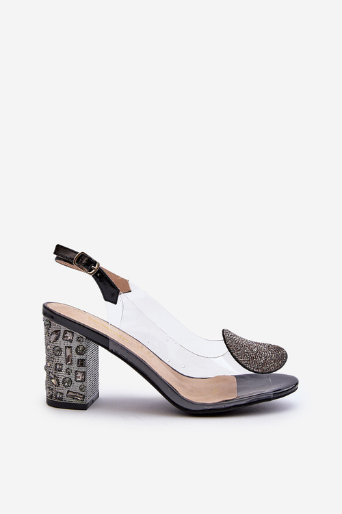 Sandały Transparentne Na Słupku Czarne D&A MR38-812