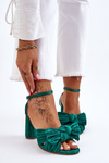 Modne Sandały Z Kokardą Na Obcasie Zielone Callum
