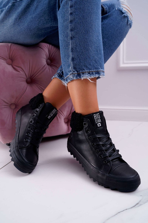 Trampki Damskie Big Star Wysokie Ocieplane Czarne EE274145