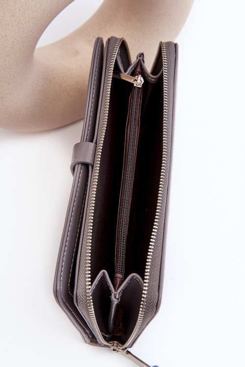 Damski Lakierowany Portfel Na Magnes Szary Bielia