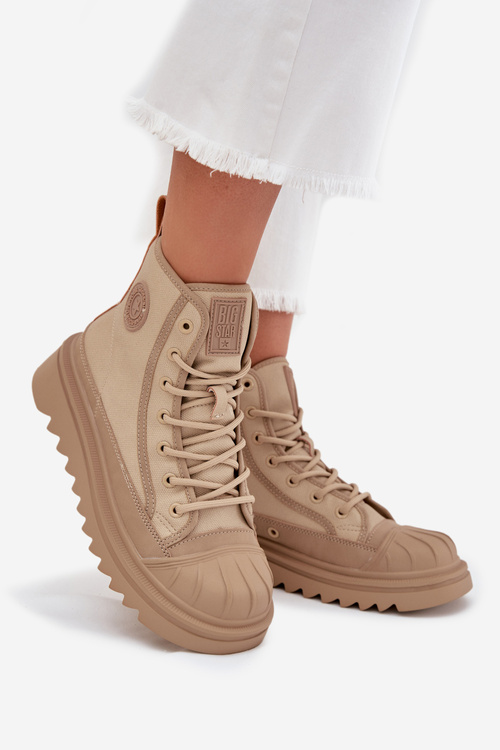 Wysokie Trampki Damskie Ocieplane Big Star OO274A356 Beżowe