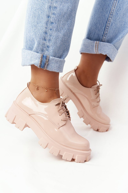 Damskie Półbuty Oxfordy Na Platformie Nude Imogen