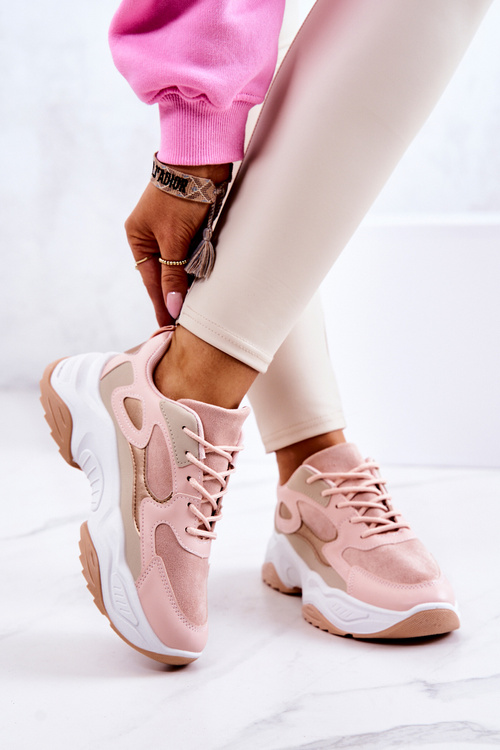 Sportowe Buty Sneakersy Różowe Retroque