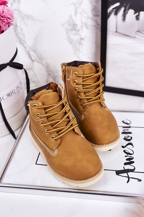 Dziecięce Ocieplane Botki Traperki Karmelowe Woody